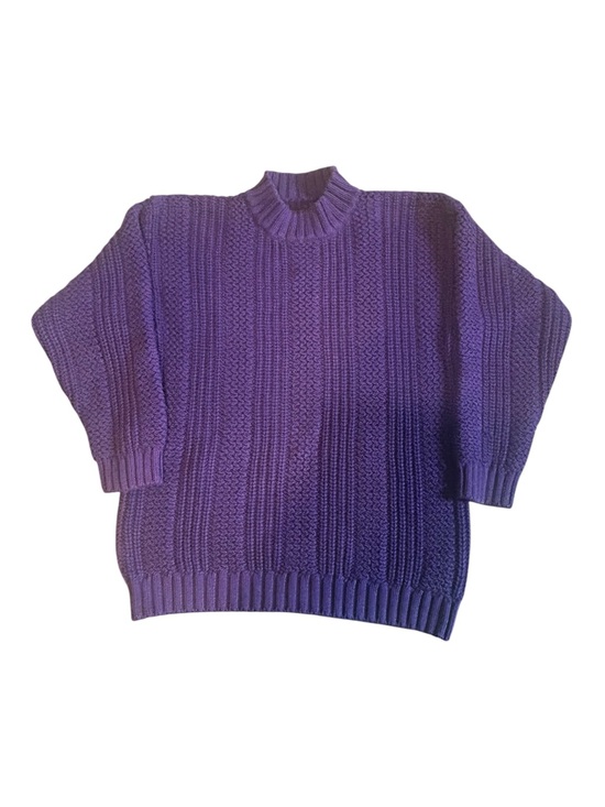 Eddie Bauer Sweaters - Vintage Eddie Bauer Purple Textured Cotton Mock Neck Sweater Large 90s